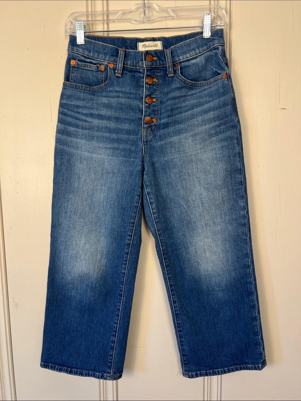 Madewell Slim Wide Leg Crop Jeans 27 Petite Button Fly EUC